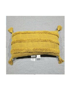 Gold Boho Tassel Accent Throw Pillow 25" x 15"